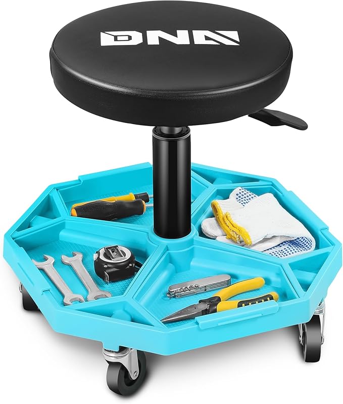 DNA MOTORING Adjustable Height Pneumatic Garage Seat Rolling Mechanic Stool - Image 7