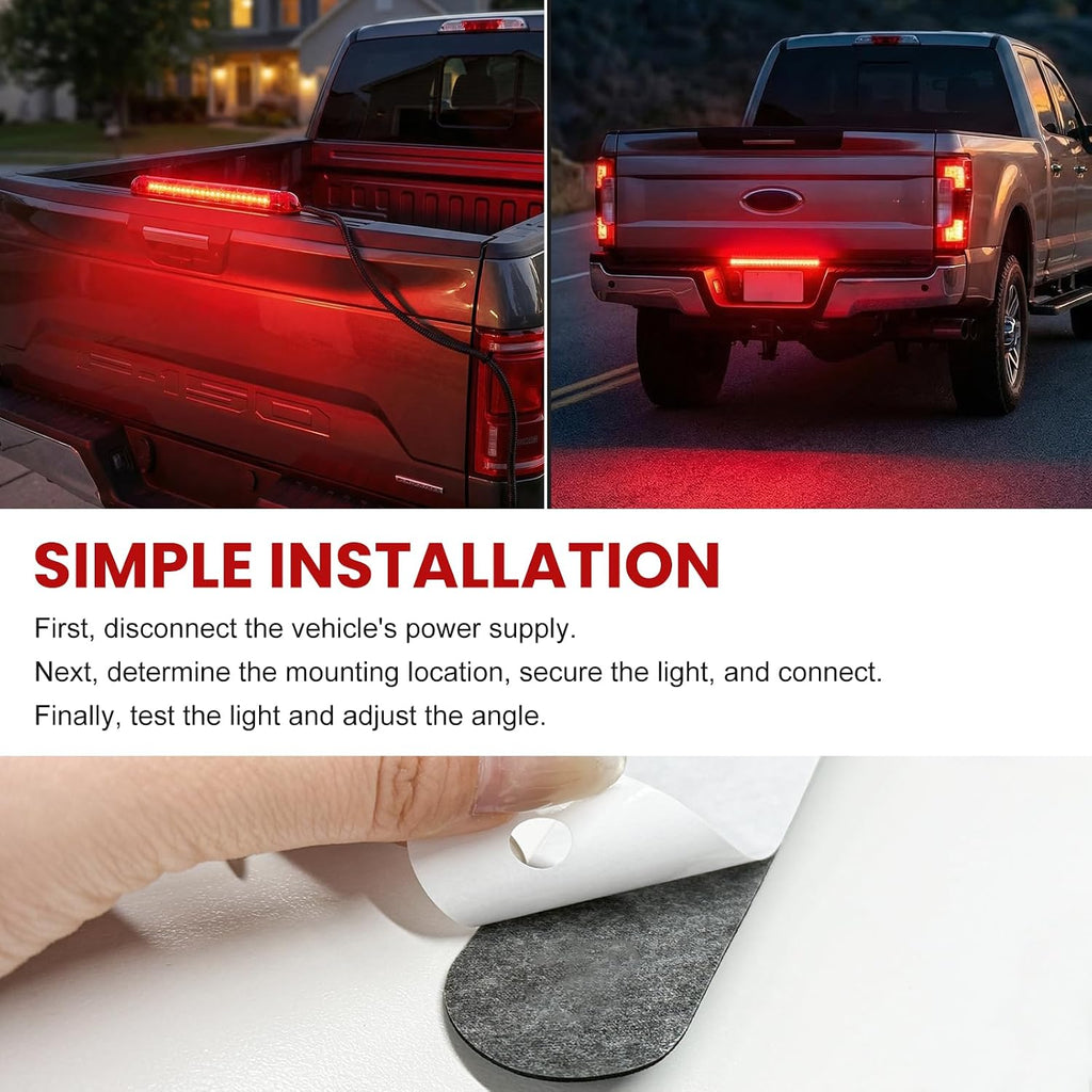 Third Brake Light, 12V Waterproof High Mount Vehicle Stop Lights Assembly with 24 LEDs, Heavy Duty 3rd Rear Braking Lamp Stop Tail Light for Most Cars Trucks SUVs
