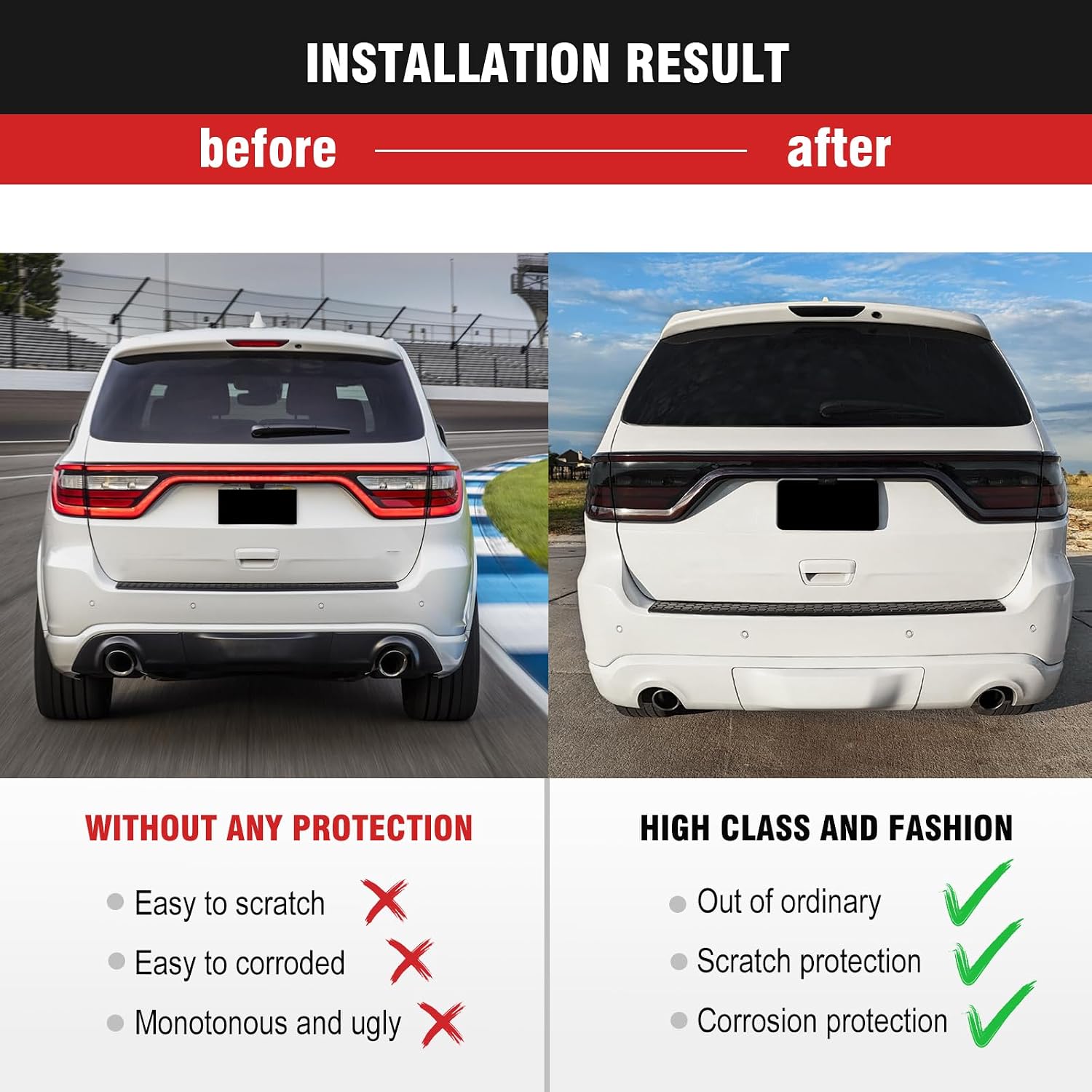 3mirrors Smoked Tail Light Covers Rear Light Guards Durango Accessories for 2014-2025 Dodge Durango Accessories