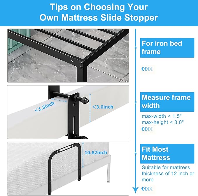 YUOROS Extra Tall Mattress Slide Stopper Holder Gripper Retainer Bar - Image 3