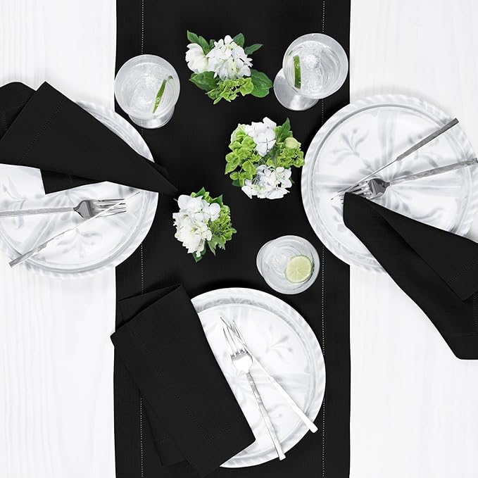 Solino Home Linen Black Table Runner 132 Inches Long - 100% Pure Linen Extra ...
