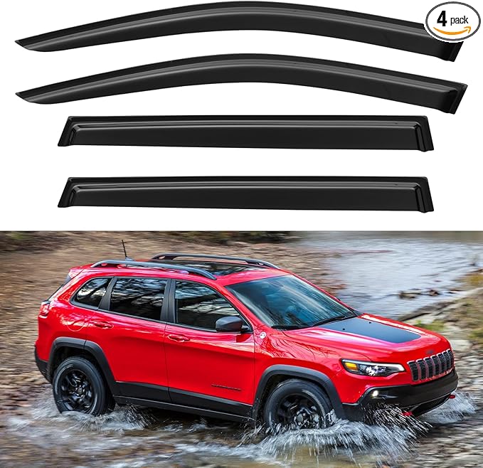 Window Visors Rain Guards for 2014-2023 Jeep Cherokee, Out-Channel Window Vent by YQAUTEC