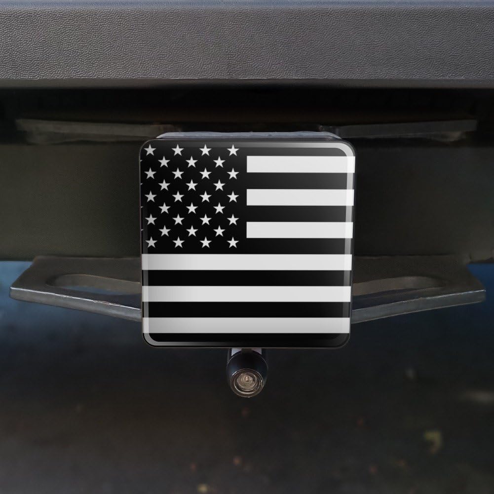 GRAPHICS & MORE Subdued American USA Flag Black White Military Tactical Tow Trailer Hitch Cover Plug Insert 1 1/4 inch (1.25")