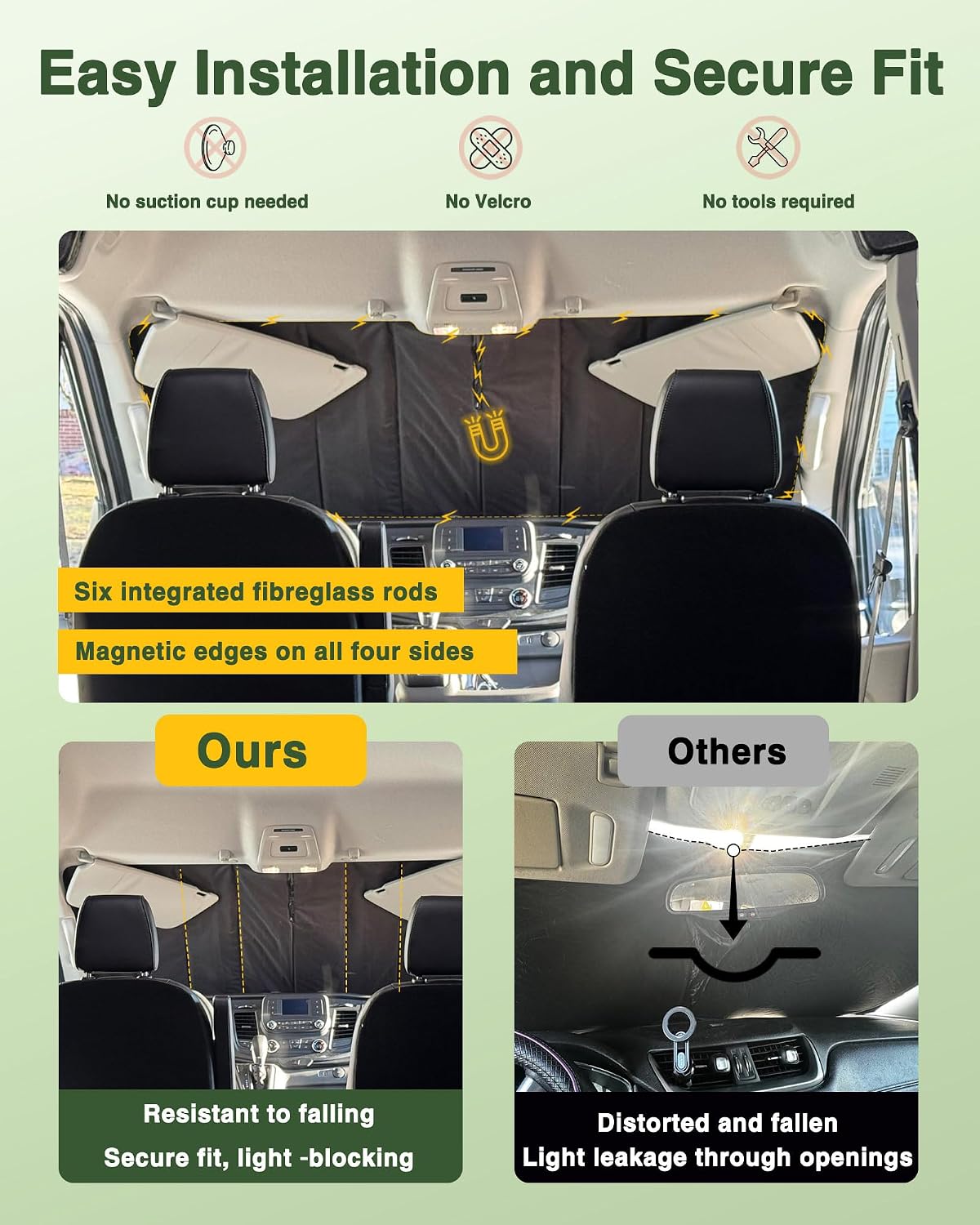 Insulated Blackout Windshield Covers Fit for Mercedes-Benz Sprinter Van Window Covers NCV3/VS30 2007-2024 Van Window Shade, Gray