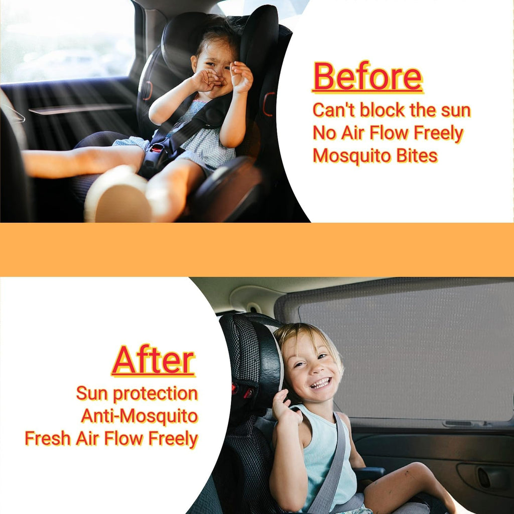 2Pack Large Size Super Elastic 42" to 53" Car Window Sunshades, for Large SUV, Pickup, Truck, Minivan, Breathable Mesh Window Screen, Side Window Screen for Car Camping
