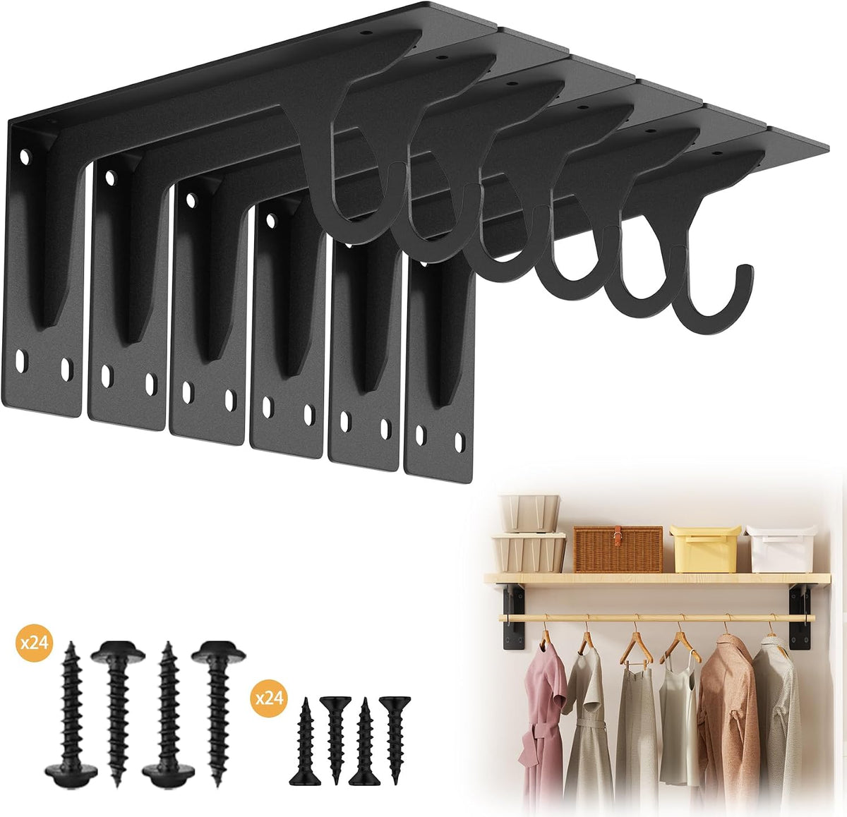 heavy duty closet rod support brackets 300lbs capacity, main product view