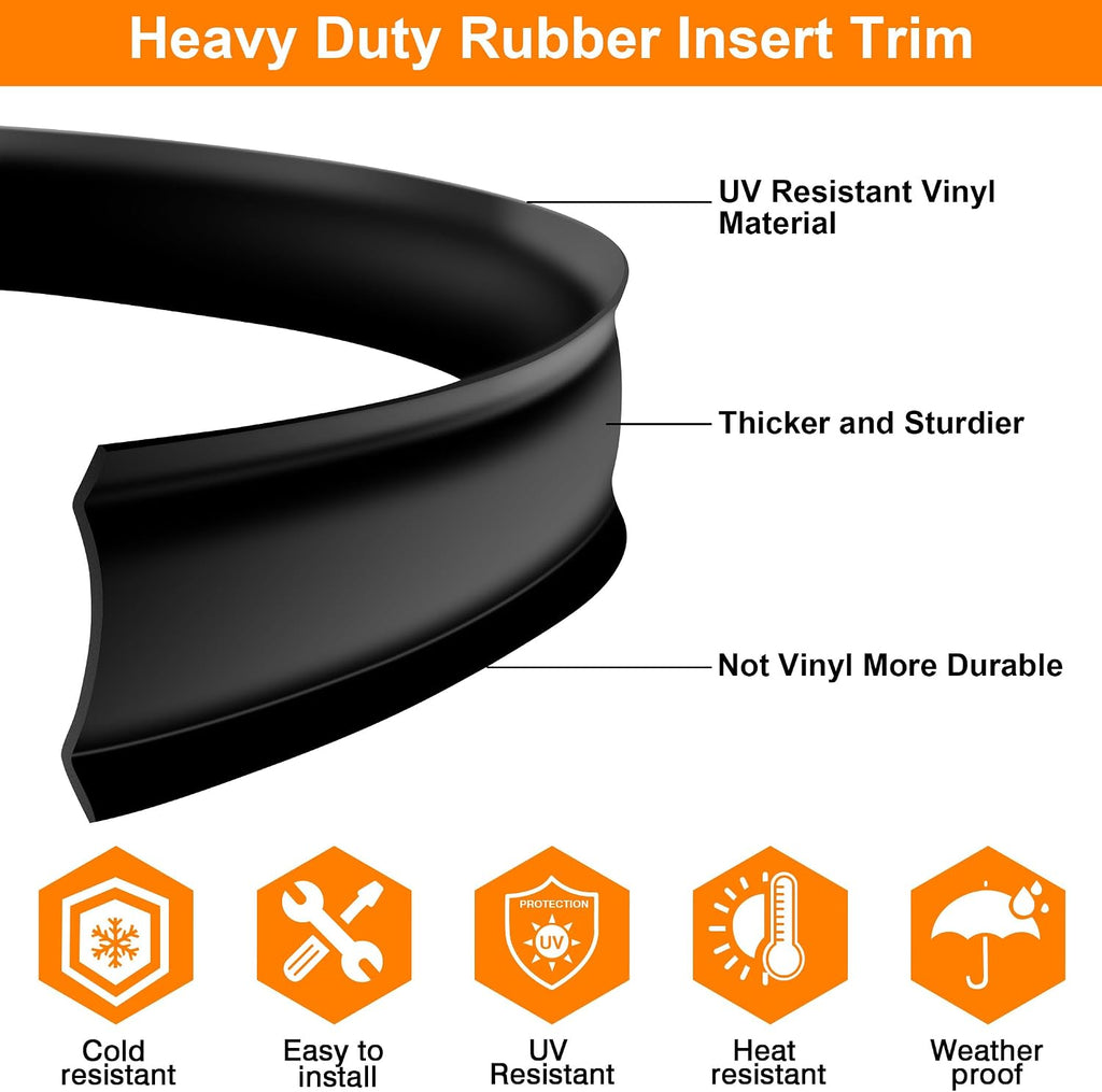 1 Inch RV Trim Molding Insert | 50FT UV-Resistant RV Weather Stripping Exterior | Heavy Duty Black Vinyl Rubber Molding Screw Cover Trim for Camper & Trailer Roof Edge Gutter