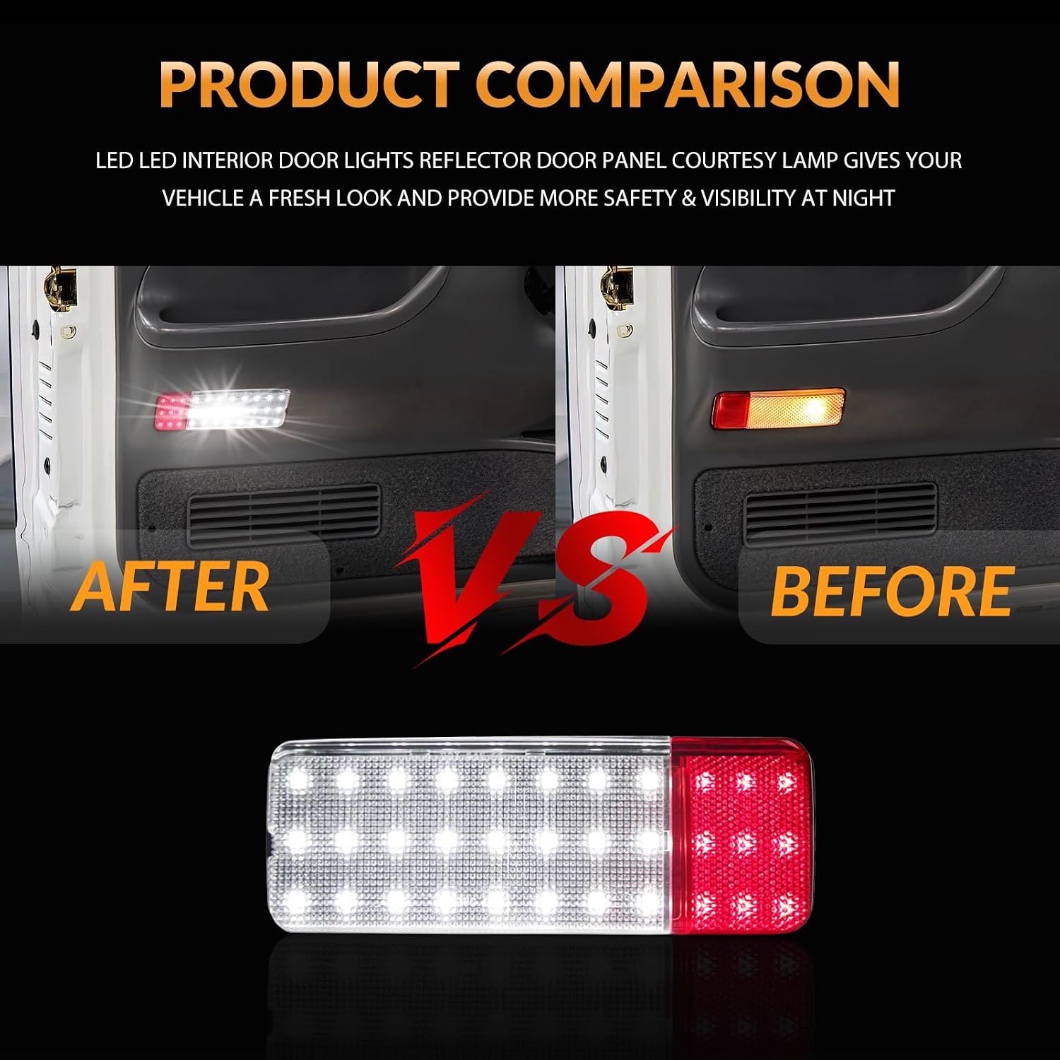 LED Interior Door Pannel Lights for 1992-1996 Ford F150 F250 Bronco, 1992-1997 F350 Door Reflector Lamps 2PCS
