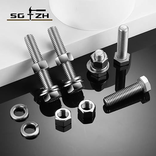 3/8-16 x 5/8" Hex Head Screw Bolt, Flat & Lock Washers, Fully Threaded - Image 7