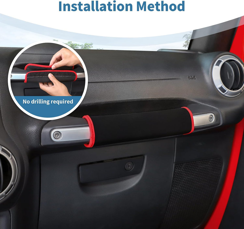 for Jeep JK Passenger Grab Handle Protector Cover Fit for Jeep Wrangler JK JKU 2011-2017 Black Red Interior Accessories 1pc