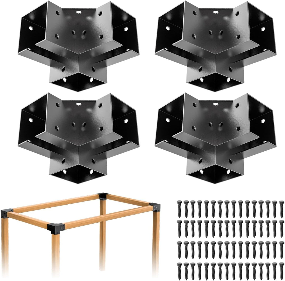 pergola bracket kit 4x4(inner 3.6"x3.6"), 4pcs 3-way right, main product view