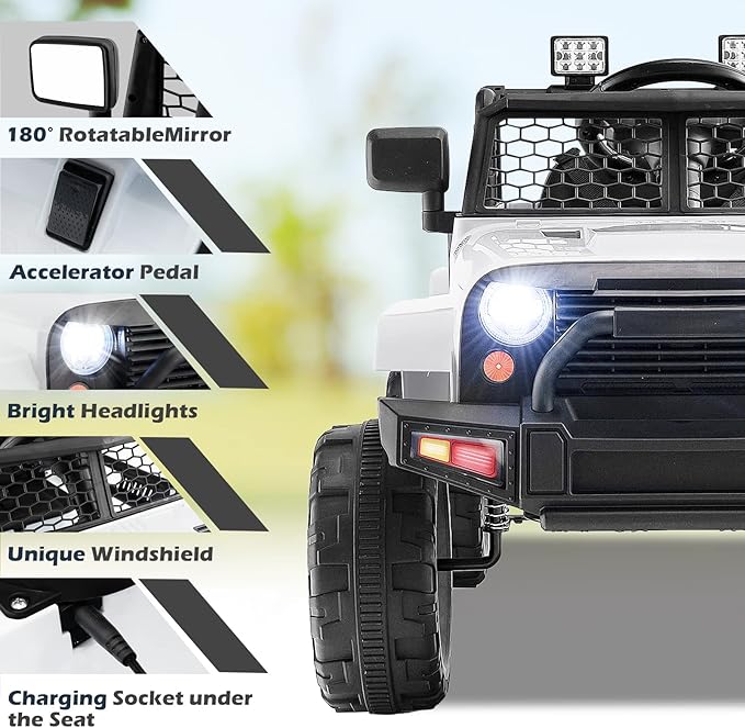 Costzon Ride on Car, 12V Battery Powered Truck Vehicle - Image 4