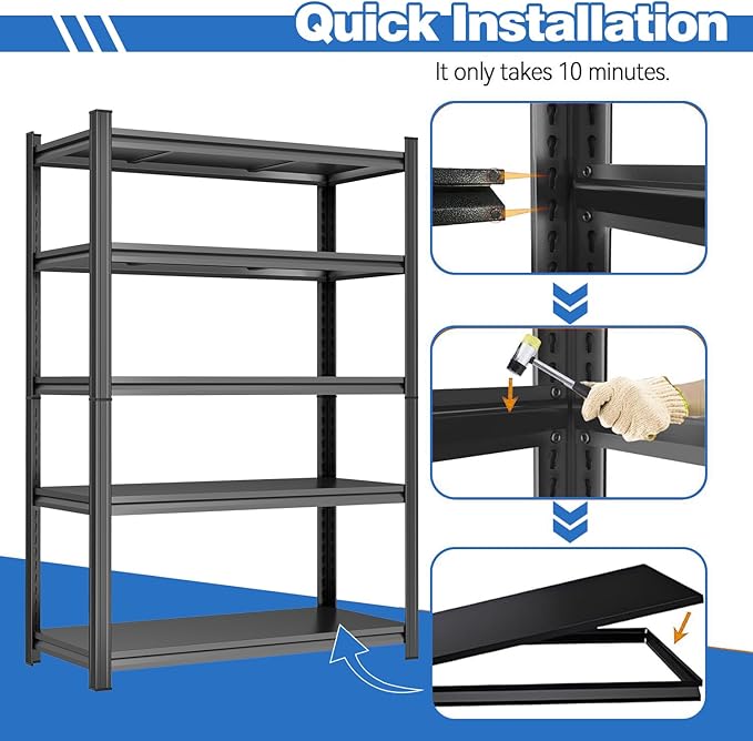 Garage Shelving 3500LBS Metal Storage Shelves 5-Tier Adjustable Garage Storage - Image 3