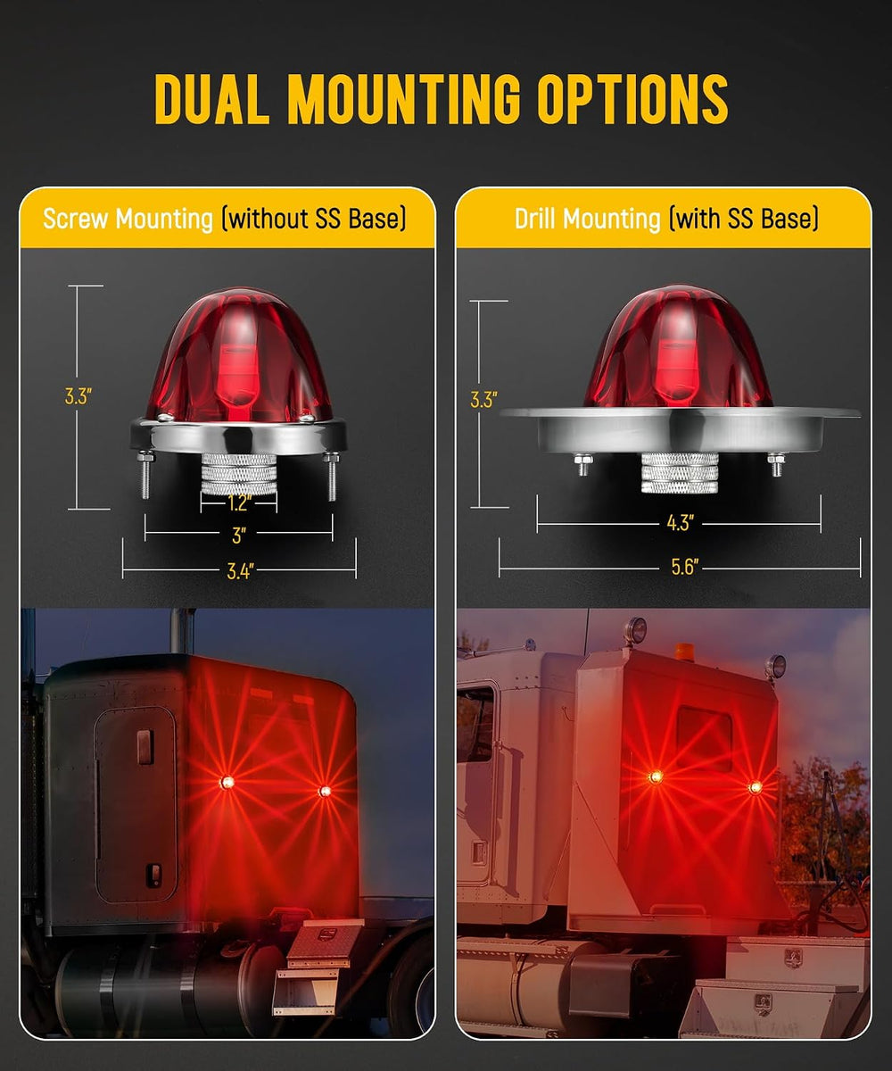 Partsam 2Pcs Red Glass Lens Watermelon Lights Kit LED Stop Turn Tail Lights w...