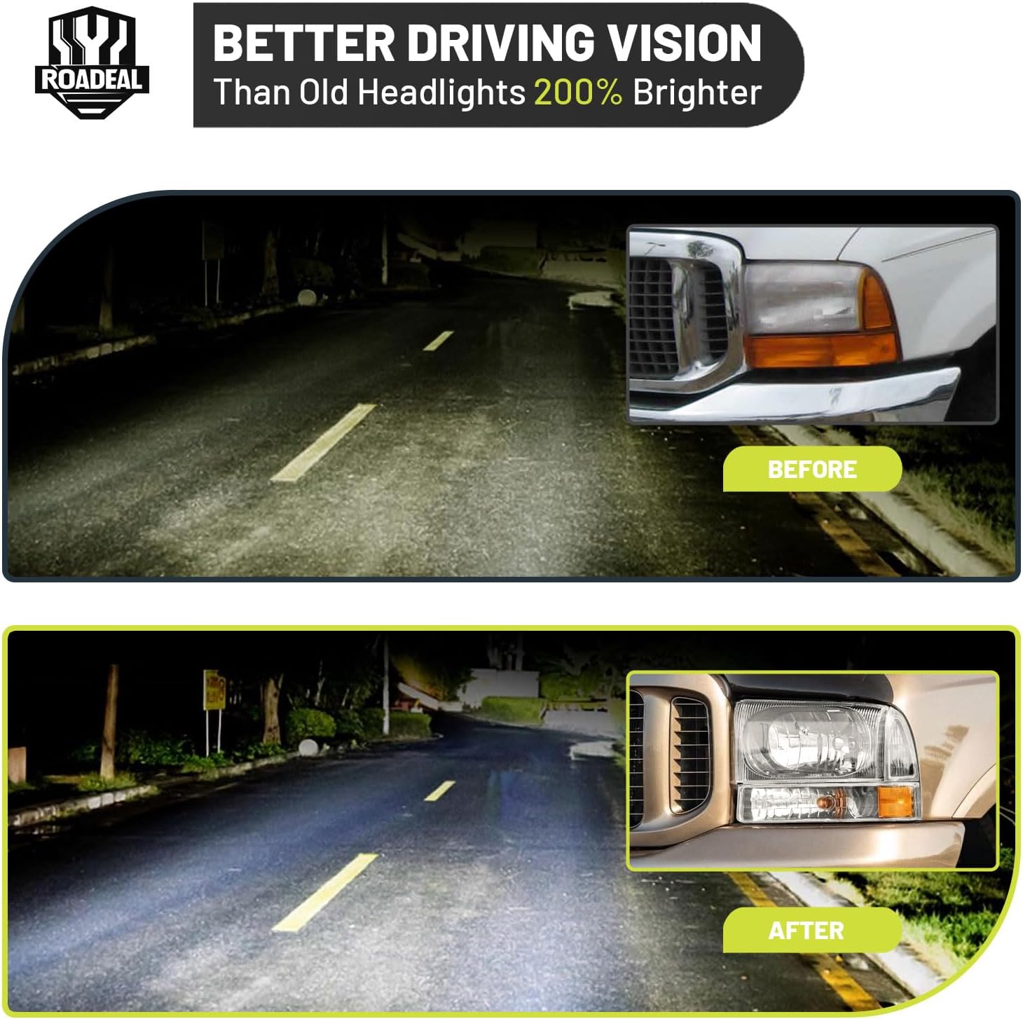 Headlight Assembly W/Bulbs for 1999-2004 Ford Super Duty F250 F350 F450 F550,00-04 Ford Excursion Headlamp Replacement with Bumper Signal Corner Light (NOT FOR SEALED BEAM MODELS) Pair Set