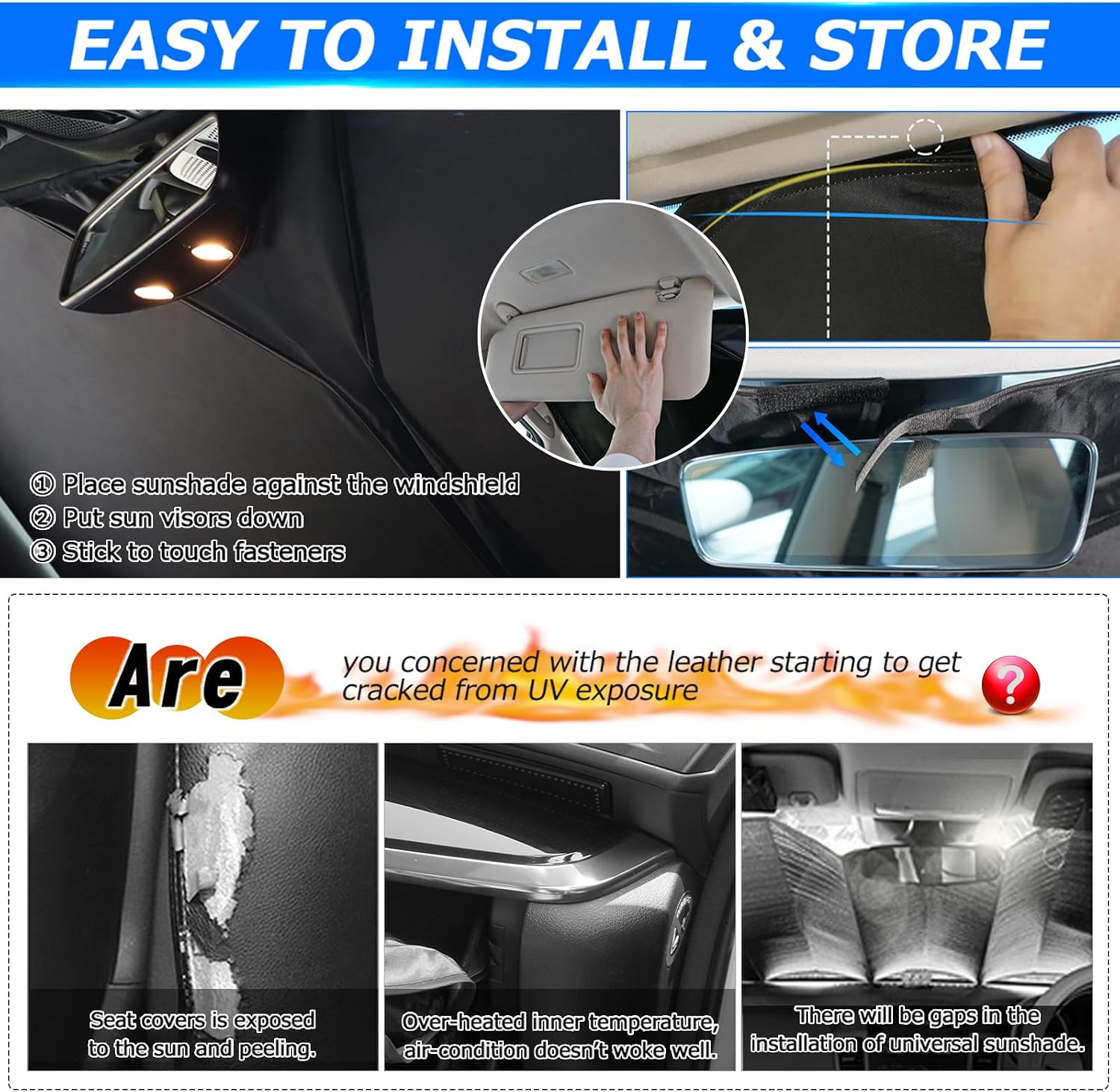 Karltys 3PCS Windshield Sun Shade for 2022-2025 Rivian R1T, Thickened Reflective Front and Side Window Sunshade Custom Fit Rivian R1T, Foldable Sun Visor UV Blocker Keeps Your Car Cool