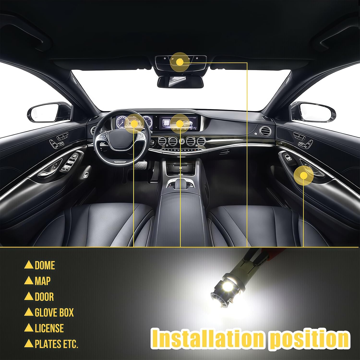 LED Lights for Car 70 PCS Bright White Interior LED Bulbs Kit, T10 31mm 36mm 41mm Reading License Plate Light, Plug and Play for Car Interior Indoor Map Dome Side Marker Bulbs