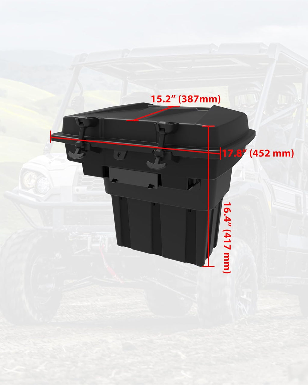 SAUTVS Rear Cargo Box for Kawasaki Mule PRO-FXT, 20L PP Storage Bin, Removable Waterproof Tool Box Organizer for Kawasaki Mule Pro FXT DXT DX FX 2015-2026 Accessories