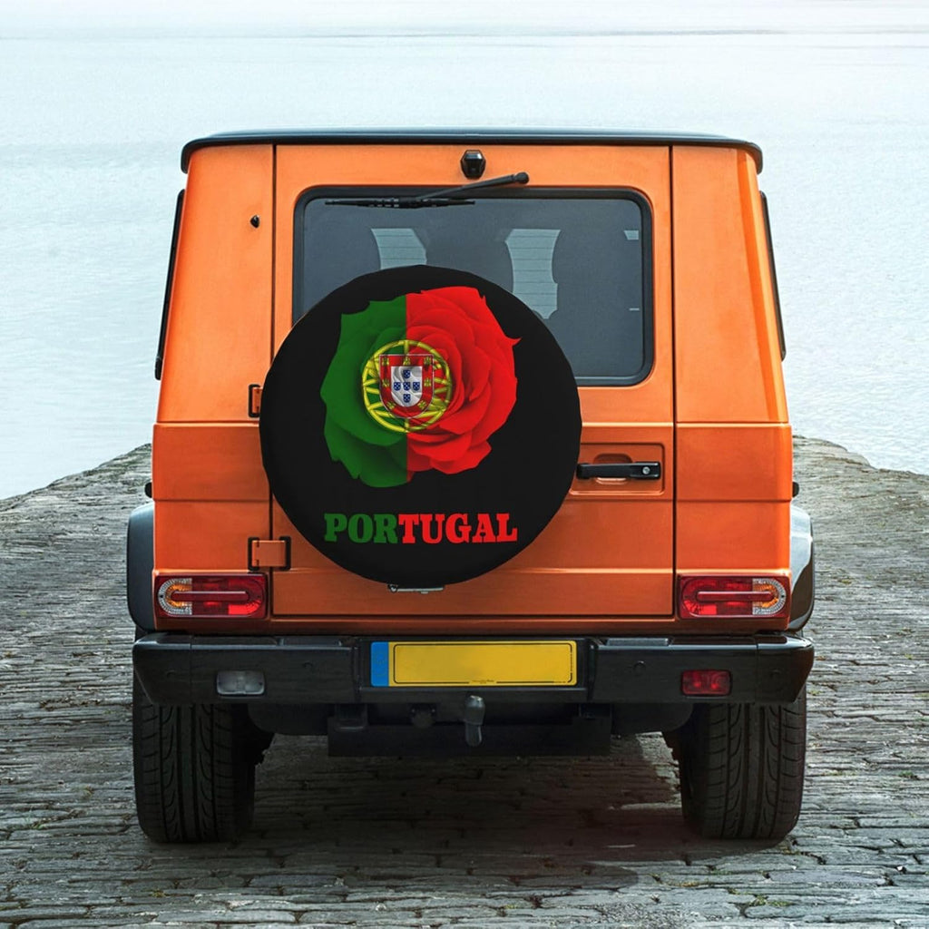 Flower Portuguese Portugal Flag tire Cover Universal fit car Trailer rv SUV Truck Camper Vehicle Soft Sun Protection Wheel Cover 16 inch
