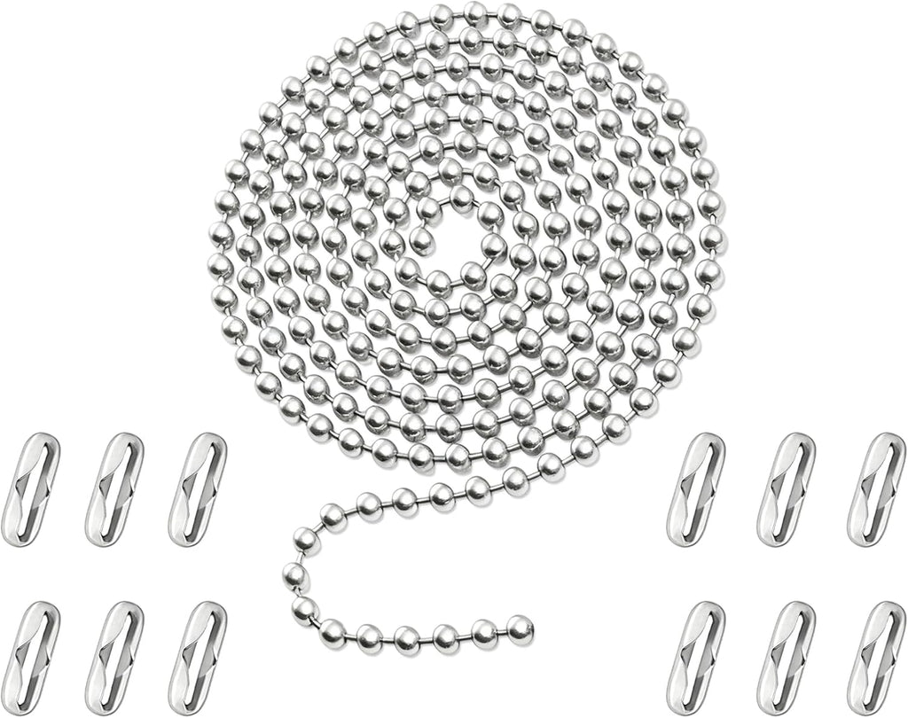Ceiling Fan Pull Chain Extension Kit, 120-Inch Stainless Steel | 3 mm beaded chain with 12 connectors for extending or replacing most ceiling fan and light fixture pull chains.