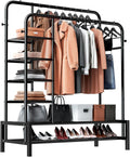 clothes rack with shelves, double rods clothing rack, main product view