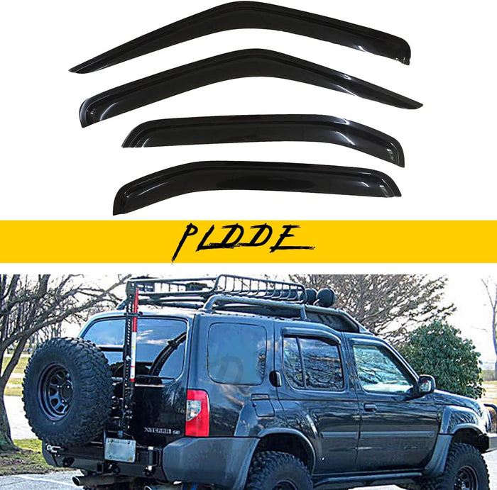 4 pcs Compatible with 2000-2004 Nissan Xterra Front+Rear Sun/Rain Guard Outside
