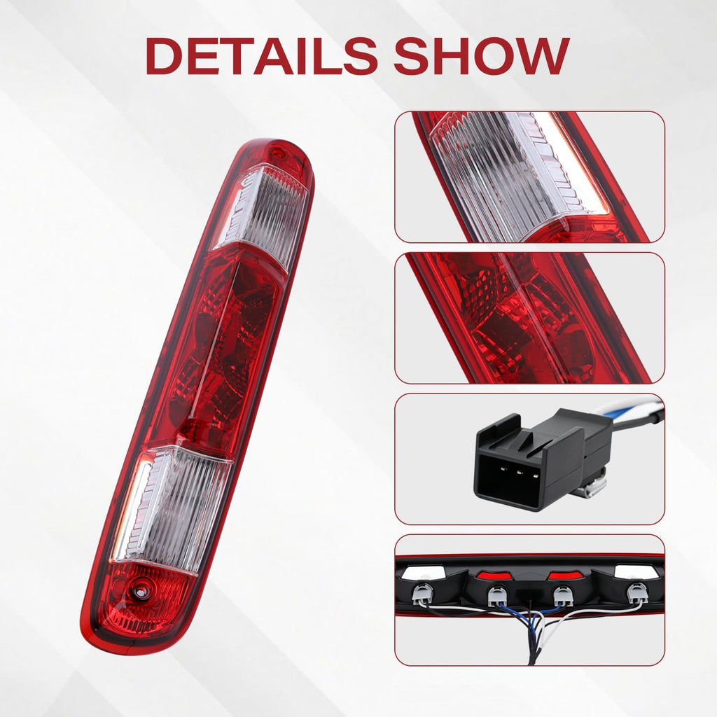 Third Brake Light Assembly Compatible with 2006 2007 2008 2010 2011 2012 2013 Chevy Silverado GMC Sierra 1500 2500 3500 Tail Lights Accessories Cargo High Mount Brake Light (Red/White, Original)