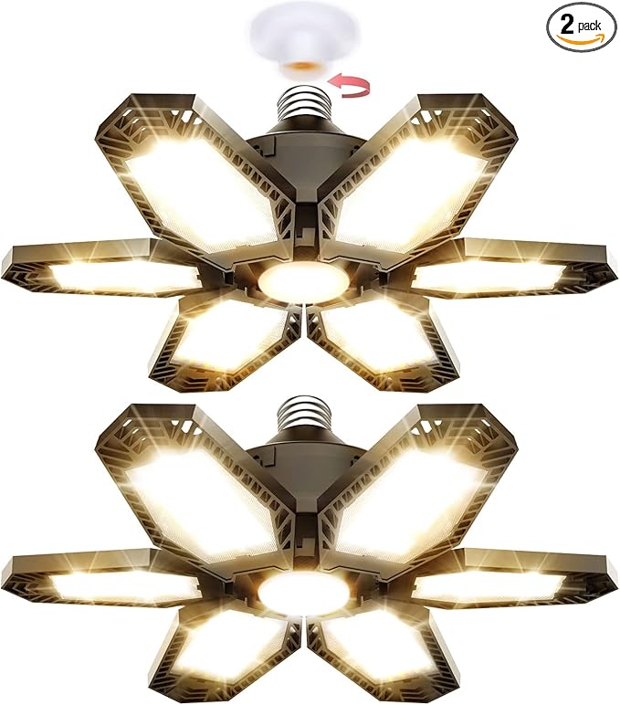 TANBABY 2 Pack Garage Light Warm 150W Led 3000k Garage Lighting 12000LM by Tanbaby