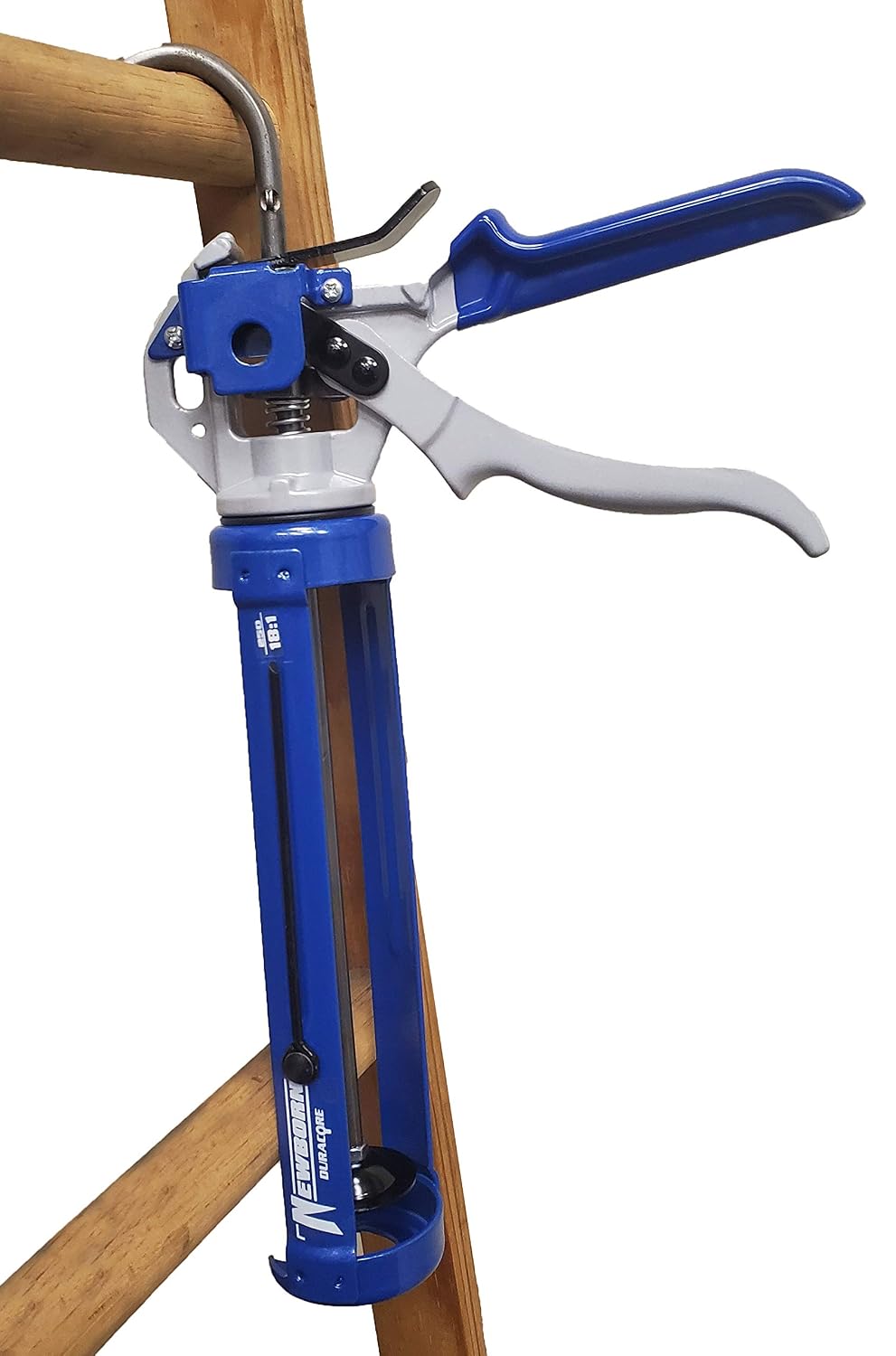 newborn 250 super smooth rod caulking gun showing dimensions