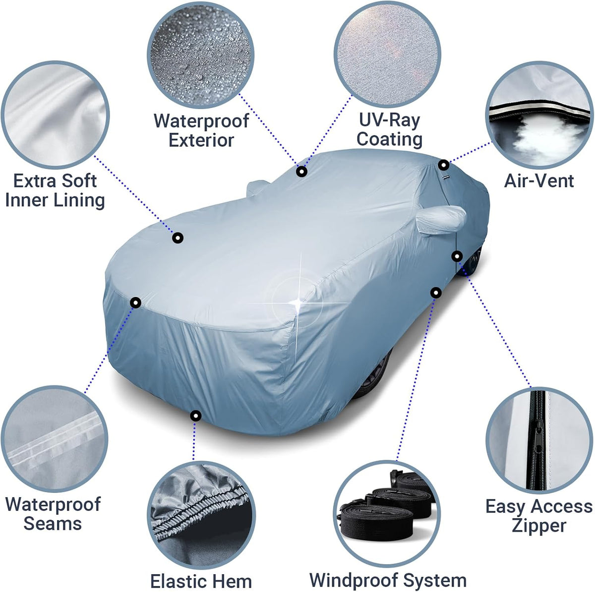 icarcover car cover waterproof all weather for 1982-1991, side view