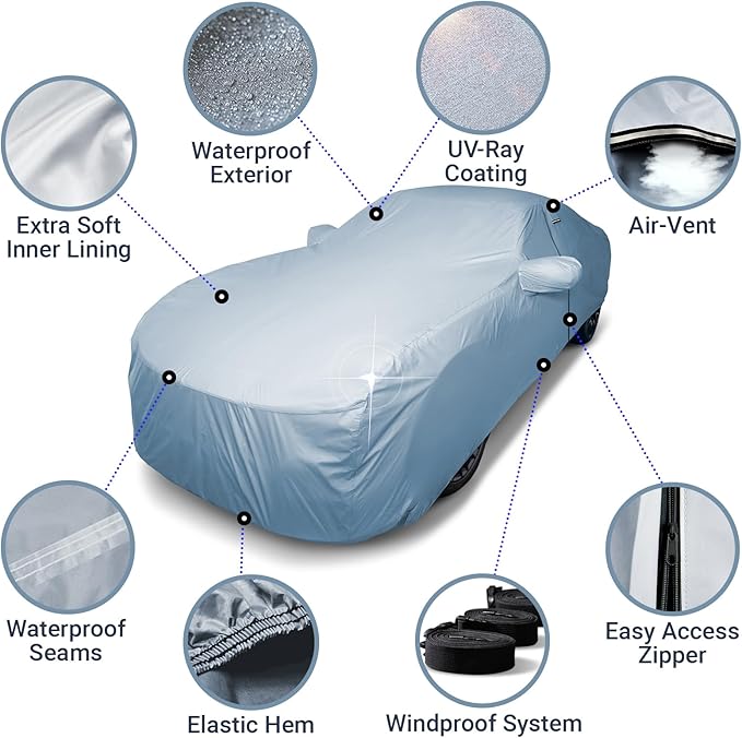 iCarCover Premium Car Cover for 1998-2002 Chevy Prizm Heavy Duty Waterproof All - Image 4