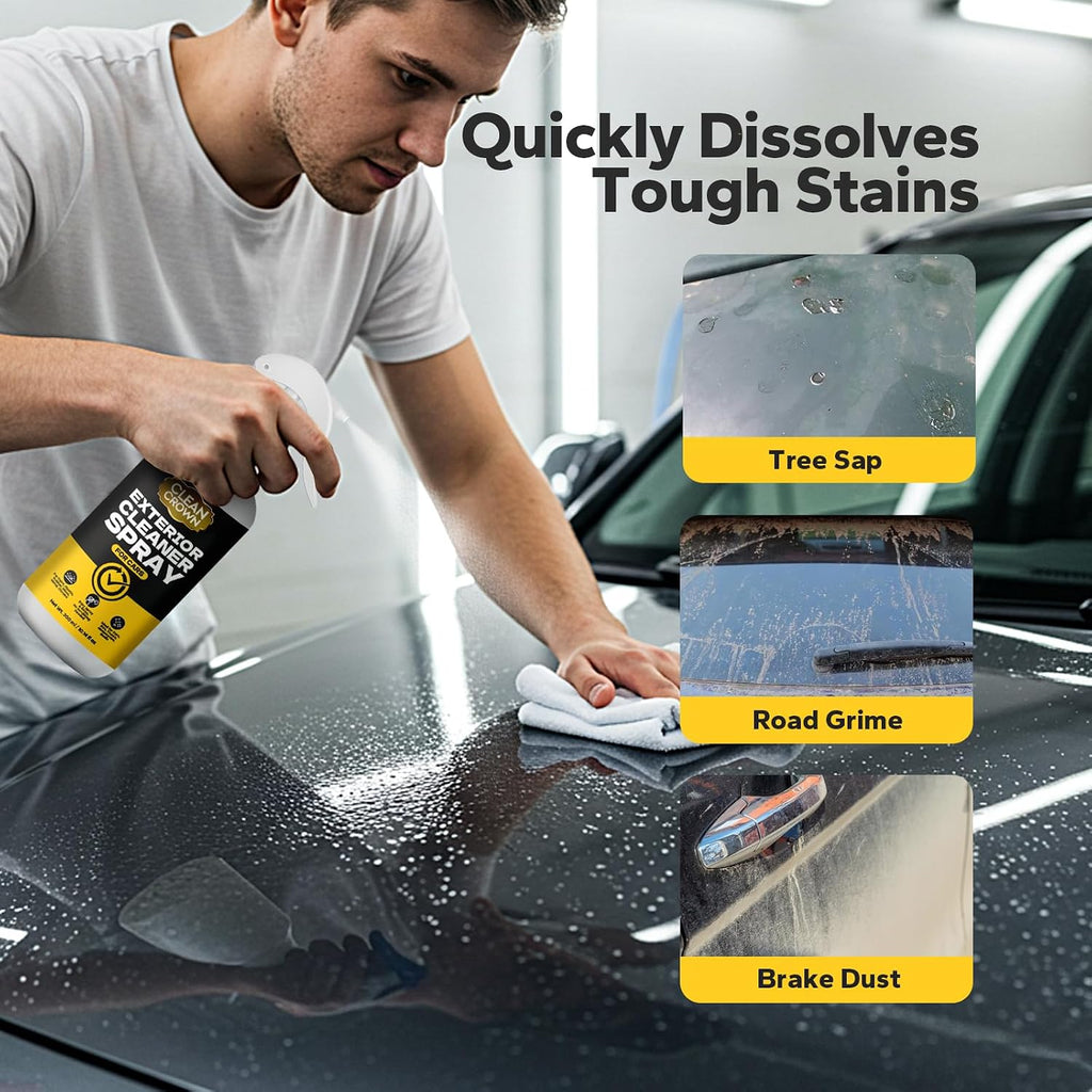 Exterior Cleaner Spray for Cars (10.14 Fl Oz), All Purpose Degreaser & Spot Remover for Sap, Road Grime, Tar, and Stains, Detailing Spray Safe on Paint, Glass, Chrome, Plastic & Trim