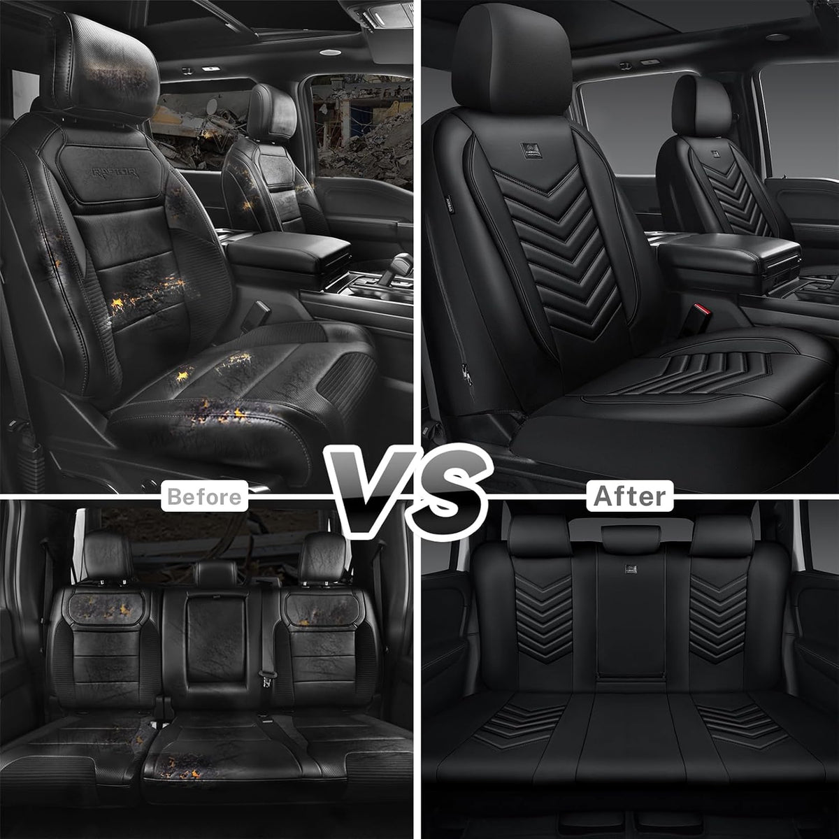 car pass 3d foam faux leather seat covers, front angle view
