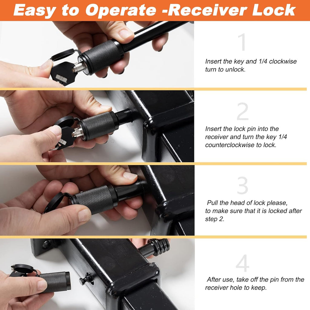 CZC AUTO Trailer Hitch Lock, 5/8 Inch Dia, 4 Inch Super Extra Long Receiver Pin for Class III IV Hitches, for Hitch Bike Rack Tray Ball Tow Rope, for Trailer Truck Car Boat (1 Pack)