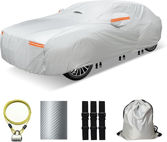 30 Layers Car Cover for Automobiles All Weather Waterproof, Outdoor Snowproof by OWEEIO