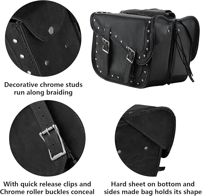 GARGOYLE BELLS Genuine Leather Motorcycle Saddle Bags Motorcycle Luggage Bag - Image 2