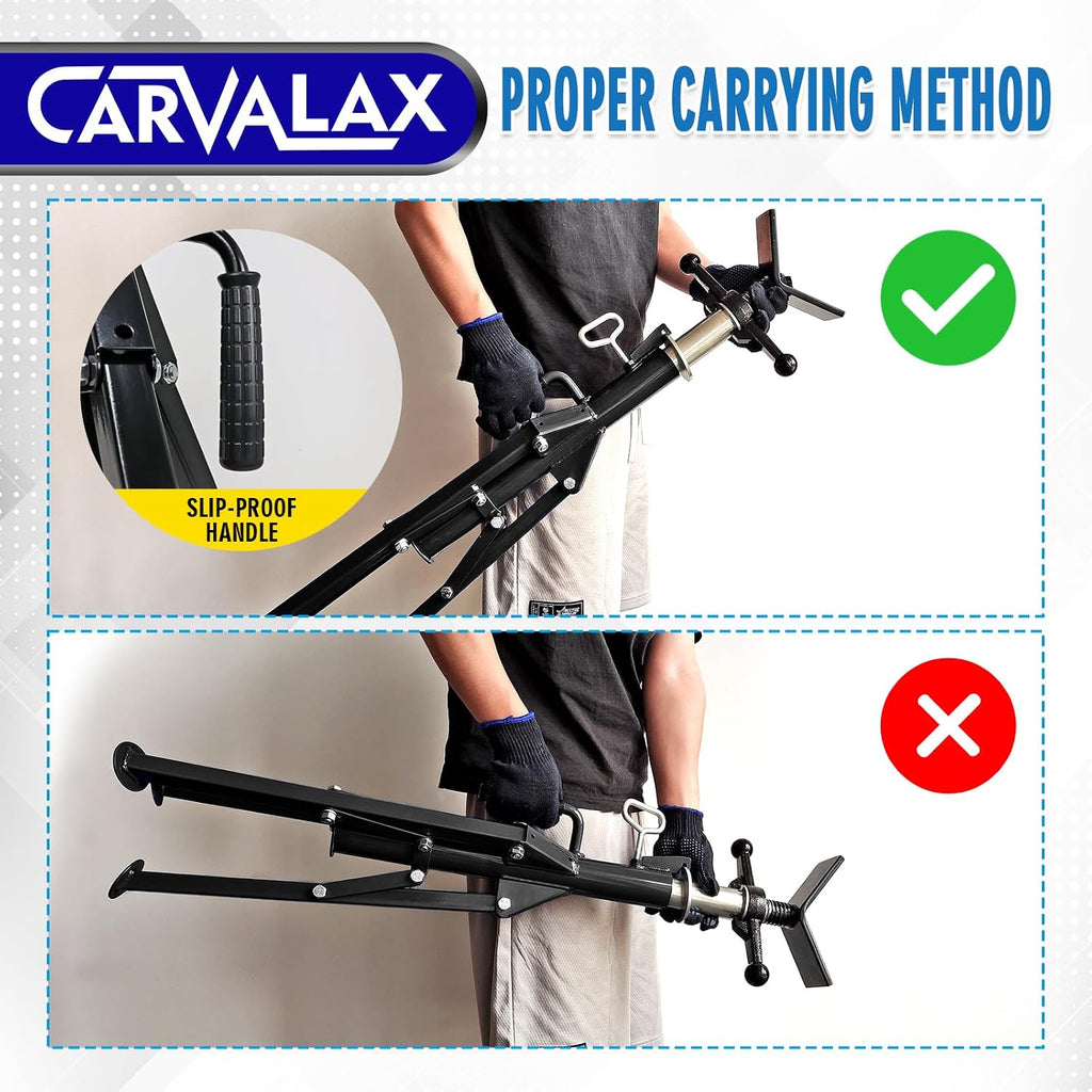 CARVALAX V-Head Pipe Jack Stands, Adjustable Pipe Stand for Welding | 28"-52" Adjustable Height, Fits 1/2" - 12" Pipe Capacity, 2500LB Load Capacity, w/Portable Folding Legs