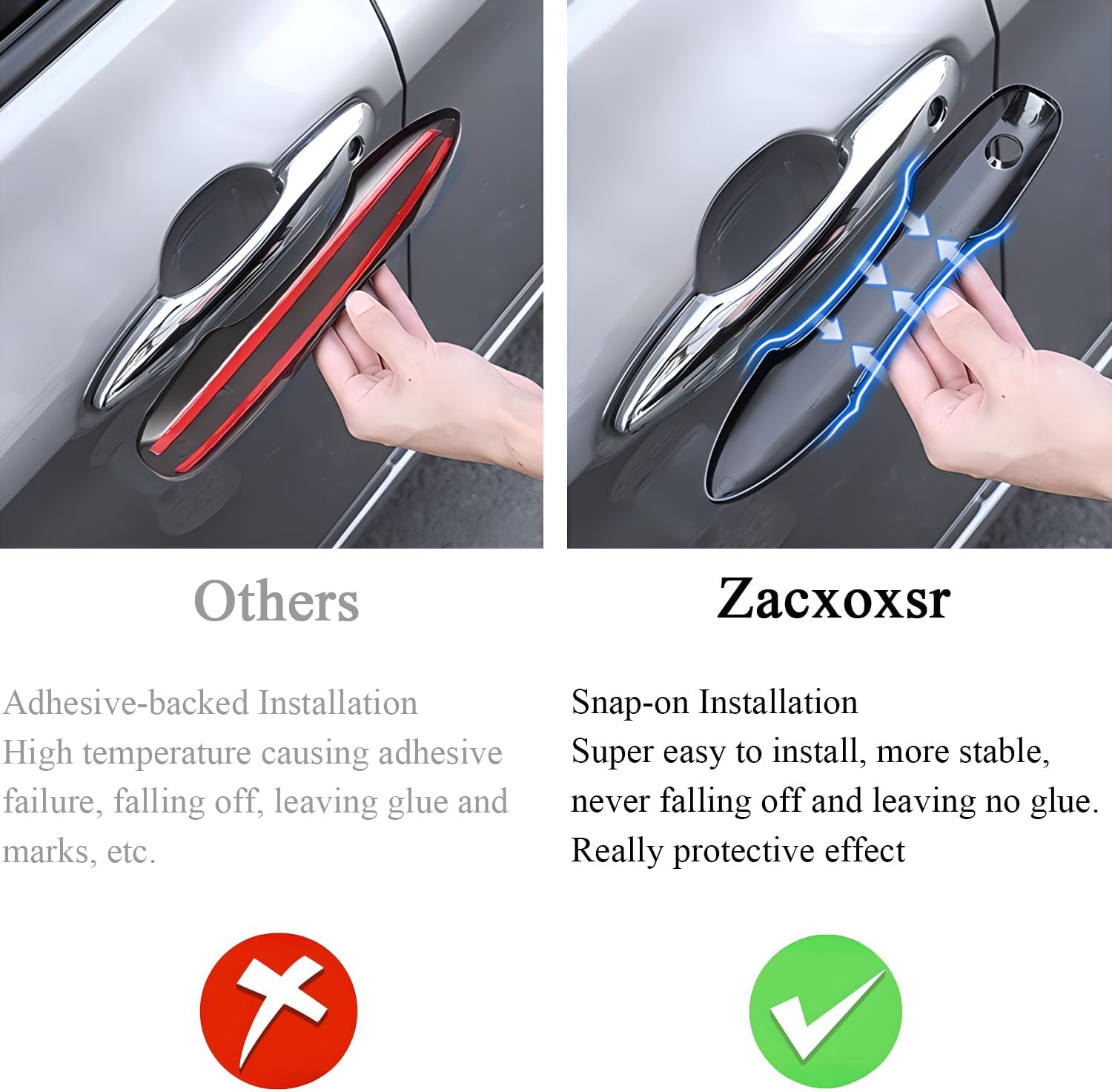 No Adhesive Snap-on Car Door Handle Cover Protector Compatible for Toyota 2018-2020 2021 2022 2023 2024 2025 2026 Camry 2019-2026 Corolla 2019-2022 Avalon 2016-2026 Prius 2020-2024 Venza Accessories