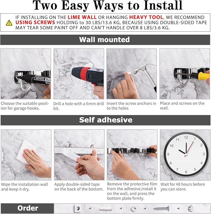 AceMining 5 Racks and 4 Hooks Mop and Broom Holder Wall Mount, Broom Organizer - Image 5
