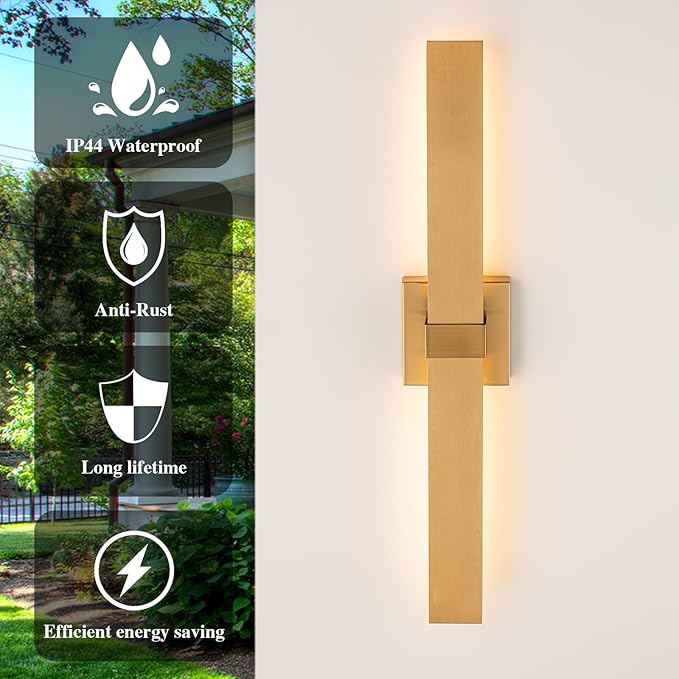 Modern LED Outdoor Wall Sconce 27.2" Gold Outdoor Wall Lights Exterior - Image 5
