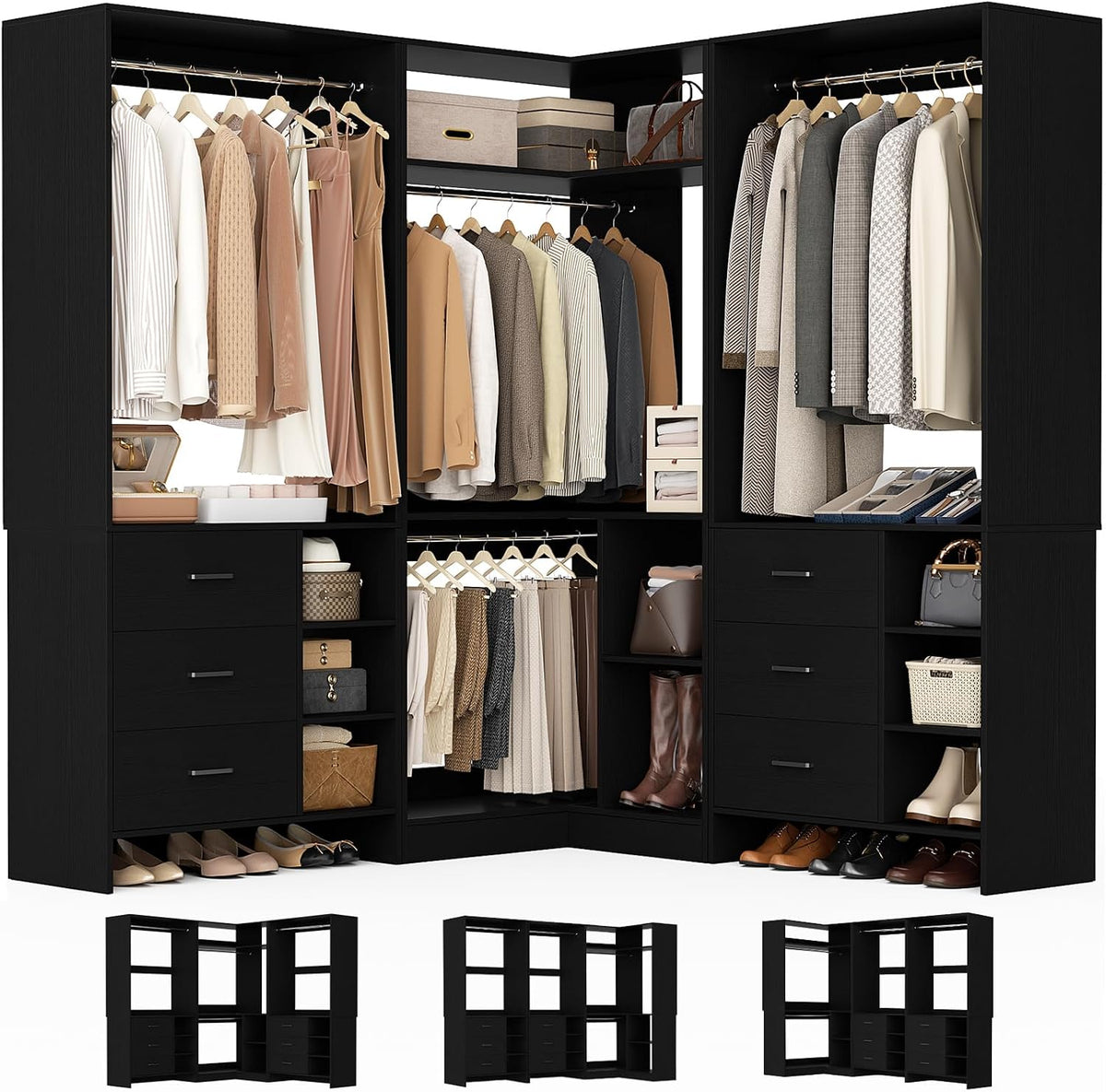 aheaplus closet system with 6 drawers, 4 hanging, main product view