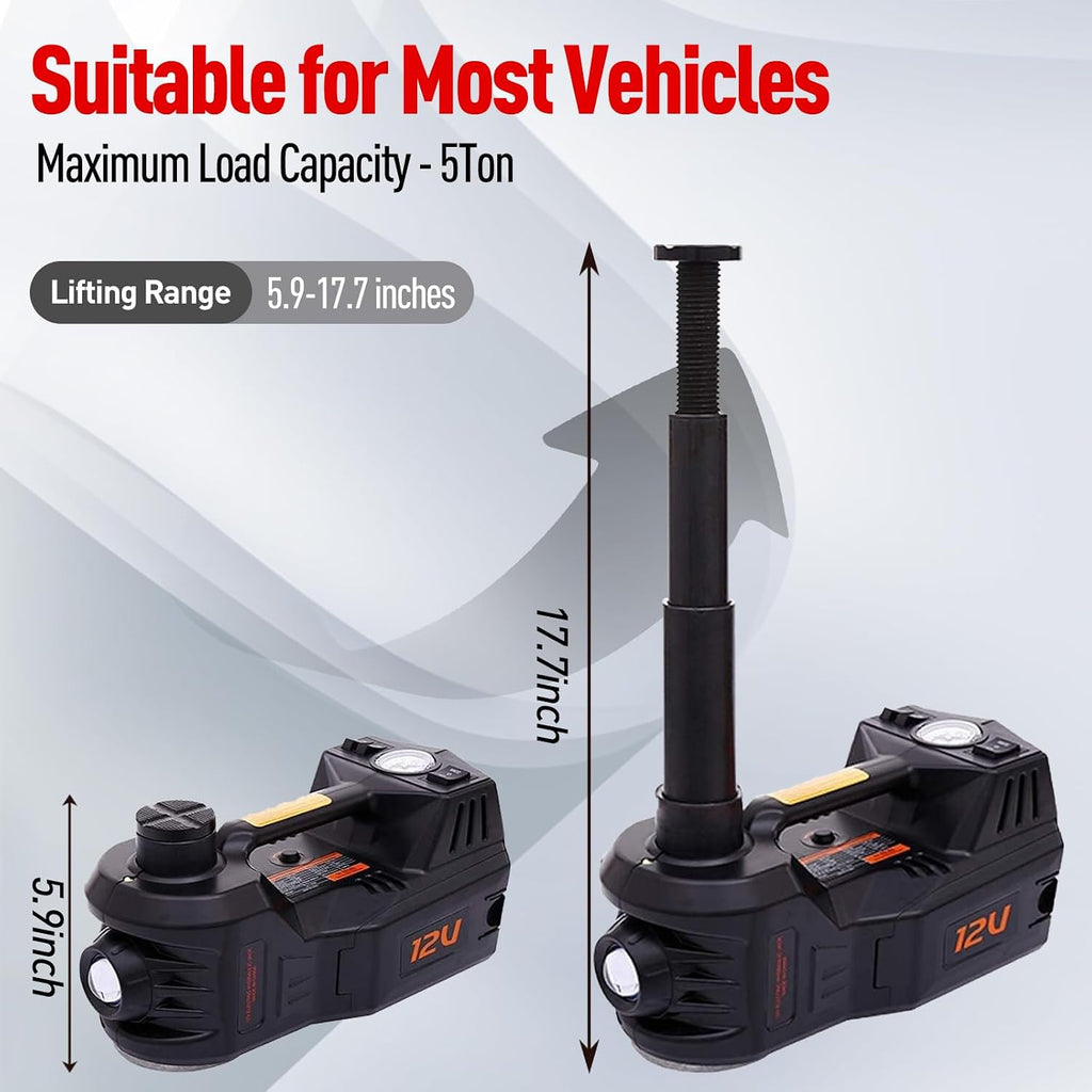trihelper electric car jack 5 ton 12v floor shown in use