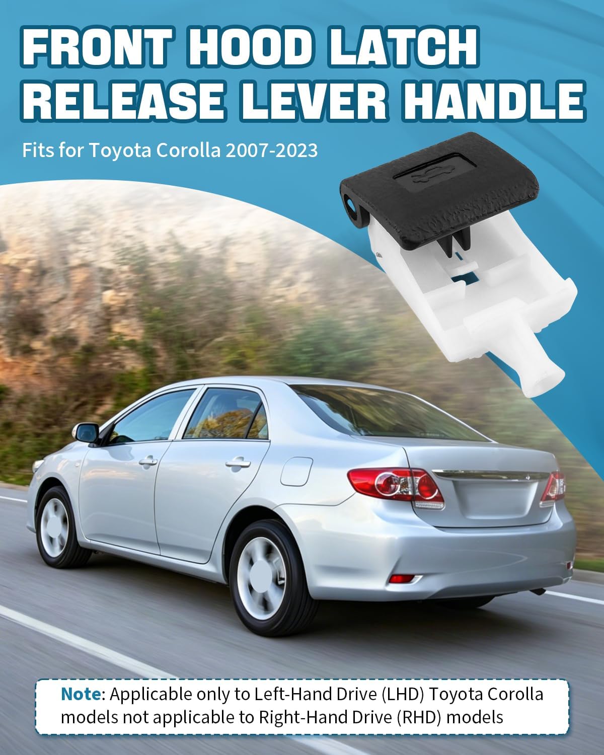 5360152010 Front Hood Latch Release Lever Handle Fit for Toyota Corolla 2007 2008 2009 2010 2011 2012 2013 2014 2015 2016 2017 2018 2019 2020 2021 2022 2023