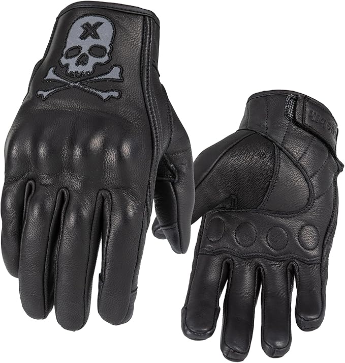 Goatskin Leather Motorcycle Motorbike Powersports Racing Gloves Reflective by Keebik
