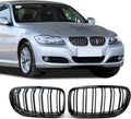 Front Grille Double Slats Front Grill for BMW E90 328i 318i 320i 323i 325i 330i 335i 2009-2011 - Front Kidney Grille (ABS Glossy Black)