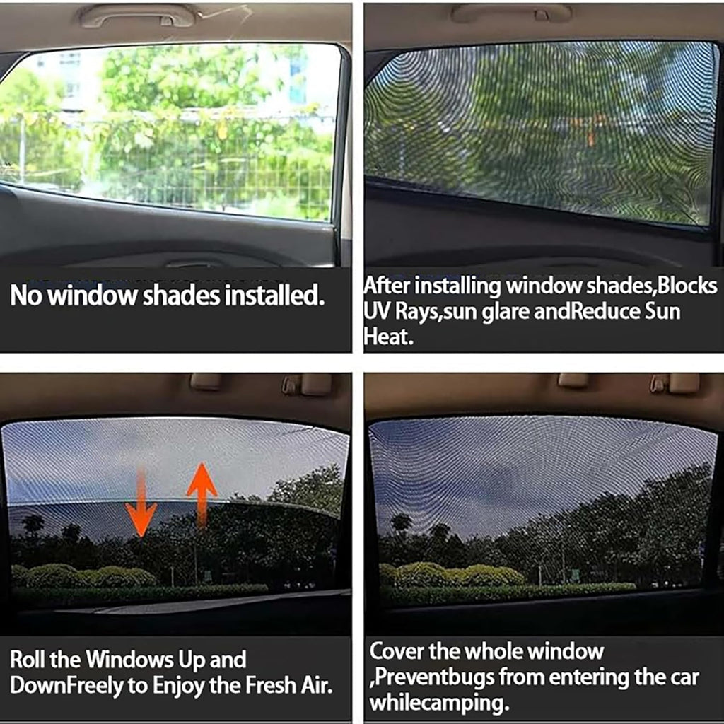 Car Window Shades for Lincoln MKX 2007–2018 U388, 4 Pack Breathable Mesh Car Side Window Sunshade, Block UV Rays and Mosquitoes, Roll Down Windows Freely, Side Cover