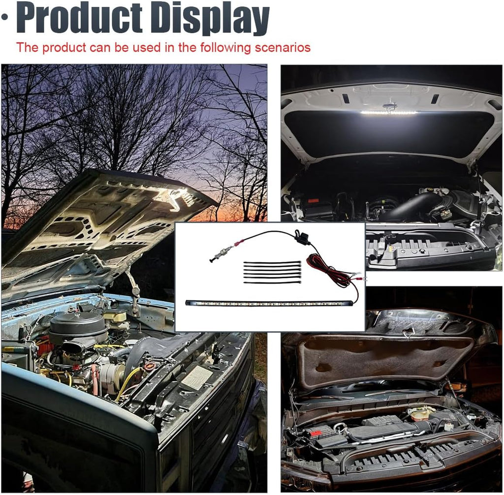 Car Under Hood LED Light Kit, 12V Waterproof Car Under Hood Work Inspection Lights, Automatic On/Off Vehicle LED Strip, Universal Auto Lights Bars for Cars, Trucks, SUVs (2835)