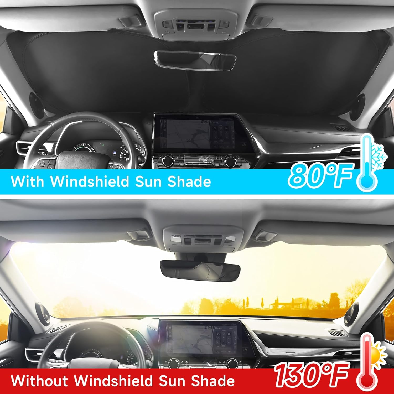 Windshield Sun Shade Compatible for Mazda CX5 CX-5 2017-2023 2024 2025 2026 Accessories Foldable Front Window Sunshade Sun Visor Protector Block UV Rays