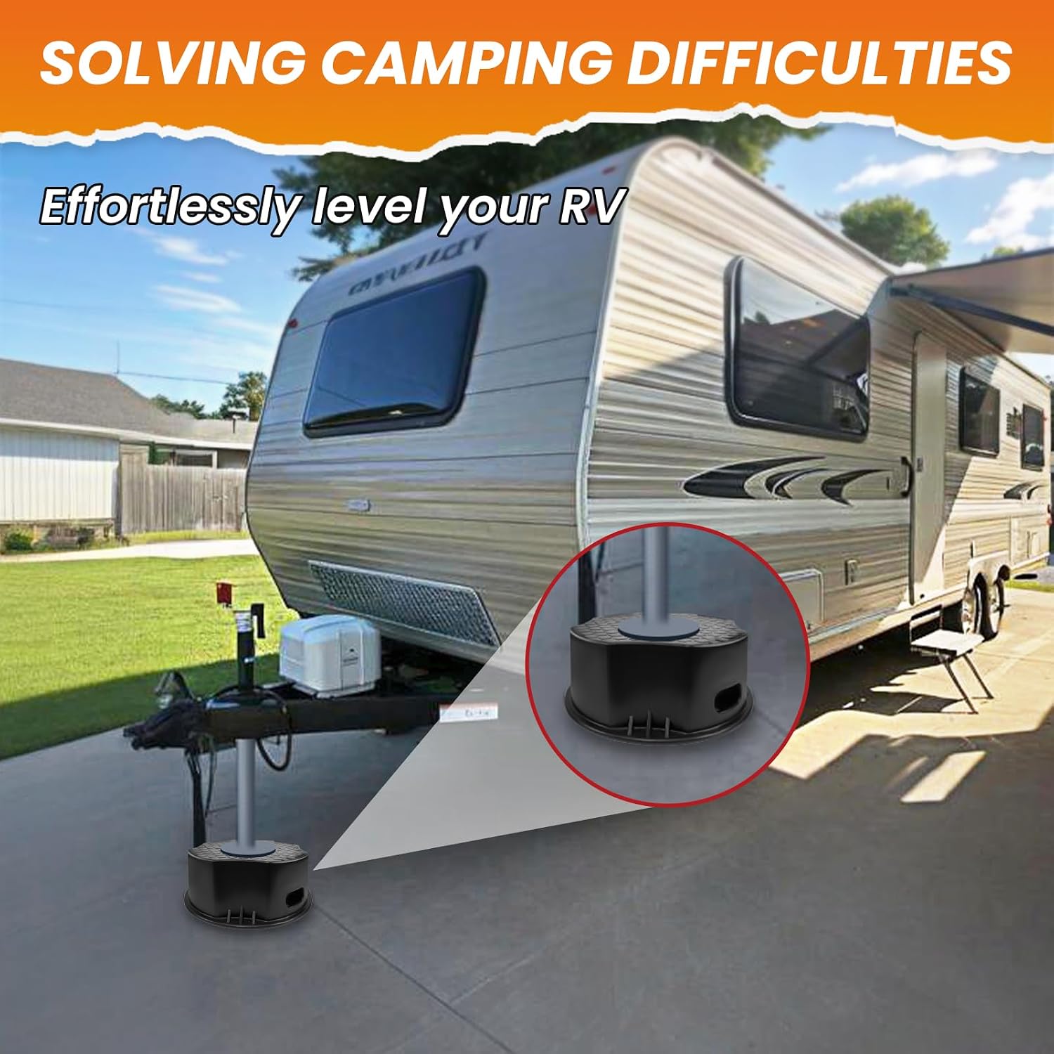HOXWELL RV Trailer Jack Block with Bag, Camper Stabilizer Blocks for Travel Trailer, Use for Any Tongue Jack, Post, Foot, 5th Wheels, Round or Square or Scissor Stabilizer, 1 PC