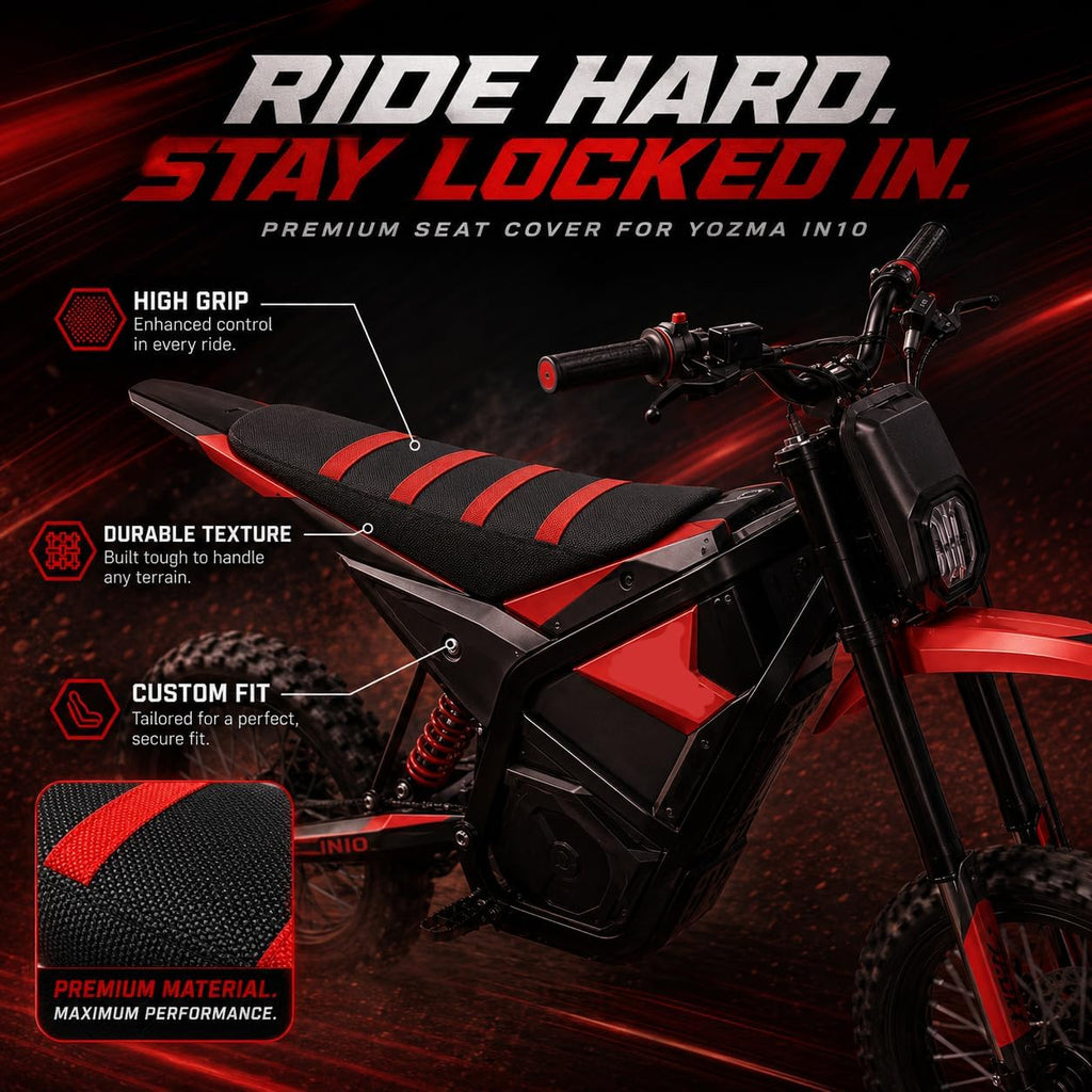 Seat Cover for Yozma IN10 eBike, Non-Slip Cousion Upgrad Seat Skin for Electric Dirt E Bike IN 10, Off-Road Motocross DirtBike Seat Wrap Protector Black Accessories (Black)